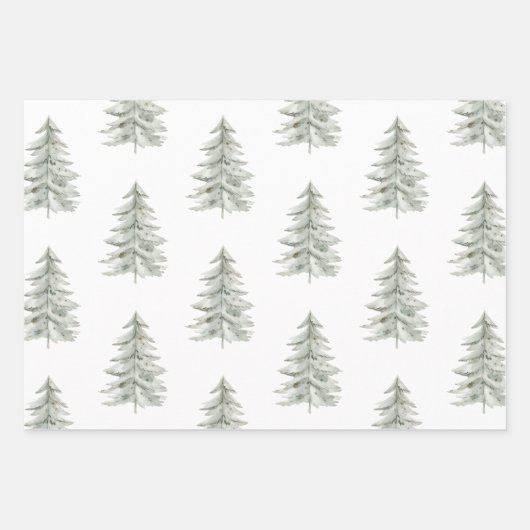 Weihnachten Weiße Grüne Bäume Geschenkpapier Set (Vorderseite 3)