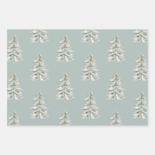 Weihnachten Weiße Grüne Bäume Geschenkpapier Set (Vorderseite 2)