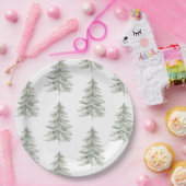 Weihnachten Weiße Grüne Bäume Pappteller (Party)