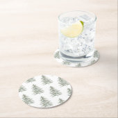 Weihnachten Weiße Grüne Bäume Runder Pappuntersetzer (Vor Ort)