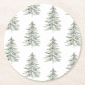 Weihnachten Weiße Grüne Bäume Runder Pappuntersetzer (Vorderseite)
