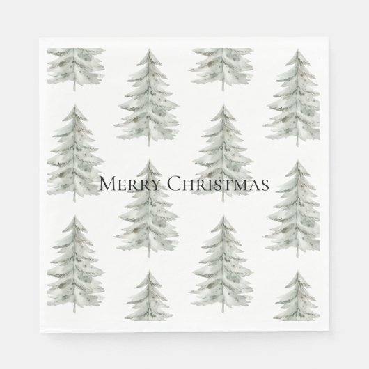 Weihnachten Weiße Grüne Bäume Serviette (Vorderseite)