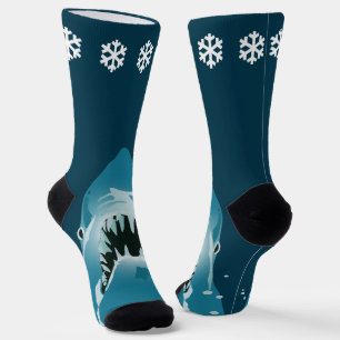 Weihnachten Weißer Hai Blaue Schneeflocke Socken