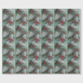 Weihnachten, Weißer Pine Cones Red Berries Retro Geschenkpapier (Flach)
