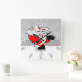 Weihnachten, weißer Weihnachtsmann Quadratische Wanduhr (Zuhause)