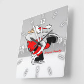 Weihnachten, weißer Weihnachtsmann Quadratische Wanduhr (Winkel)