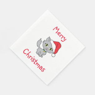 Weihnachten/Weißes Standardessen Napkin/Kitten Serviette