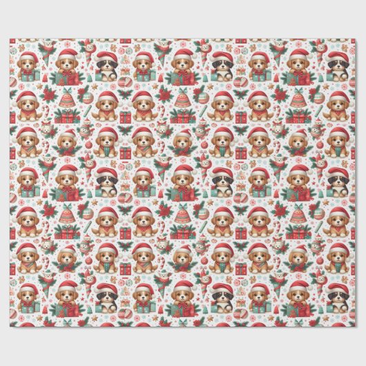 Weihnachten - Welpen-Wrapping Paper Geschenkpapier (Flach)