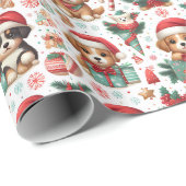 Weihnachten - Welpen-Wrapping Paper Geschenkpapier (Rolleneckpunkt)