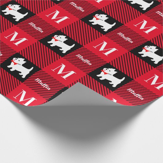 Weihnachten West Highland Terrier Kariert Geschenkpapier (Ecke)