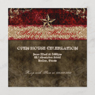 Weihnachten Western Vintage Fotokarte Damask Star Einladung