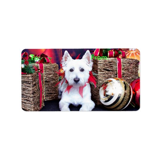 Weihnachten - Westie - Bella Adressaufkleber (Vorne)