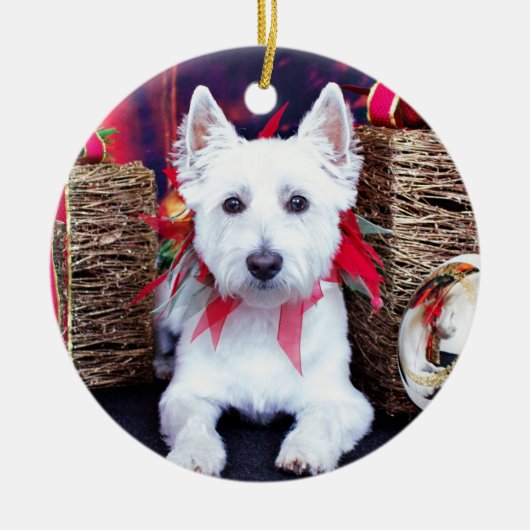 Weihnachten - Westie - Bella Keramikornament (Vorne)