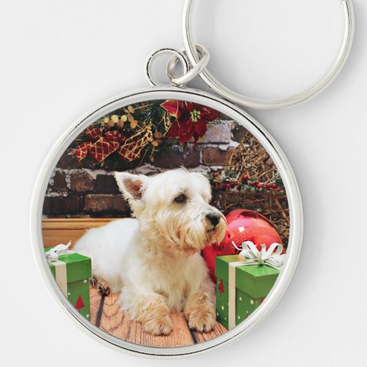 Weihnachten - Westie - Callie Schlüsselanhänger (Vorne)