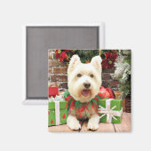 Weihnachten - Westie - Glück Magnet (Vorderseite/Rückseite)