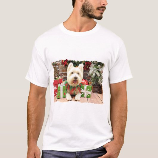 Weihnachten - Westie - glücklich T-Shirt (Vorderseite)