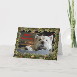 Weihnachten Westie mit Girlanden-Foto-Gruß-Karte