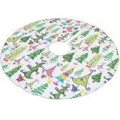 Weihnachten Whimsical Bäume Rosa Grün Polyester Weihnachtsbaumdecke (Schrägansicht)