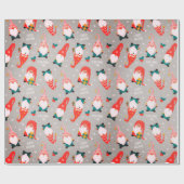 Weihnachten - Whimsical Gnome Weihnachtszeit Grau Geschenkpapier (Flach)