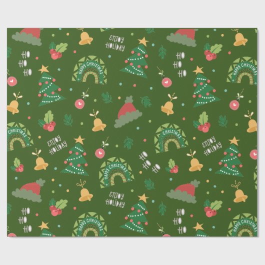 Weihnachten - Whimsical Ornament Rainbow Bell Gree Geschenkpapier (Flach)