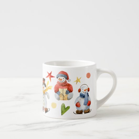 Weihnachten Whimsischer Schneemann Winter Niedlich Espressotasse (Rechts)