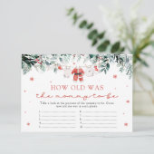 Weihnachten Wie alt war das Mama Baby Shower Game Begleitkarte (Stehend Vorderseite)