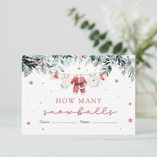 Weihnachten Wie viele Snowballs Babydusche Begleitkarte (Stehend Vorderseite)