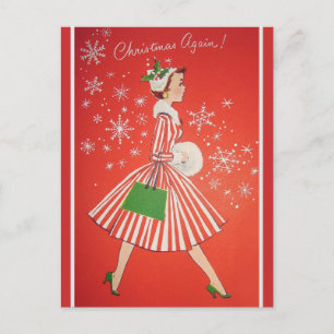 Weihnachten wieder 1950er Jahre Vintage Mode Dame