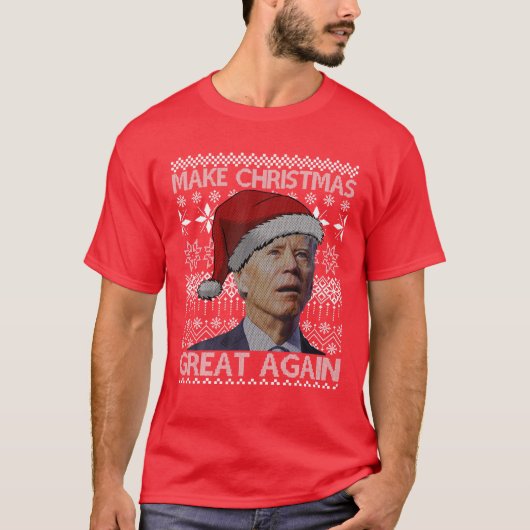Weihnachten wieder großartig Anti Biden Ugly Chris T-Shirt (Vorderseite)