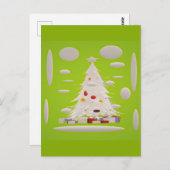 Weihnachten wieder großartig blass grüne Schneebau Postkarte (Vorne/Hinten)