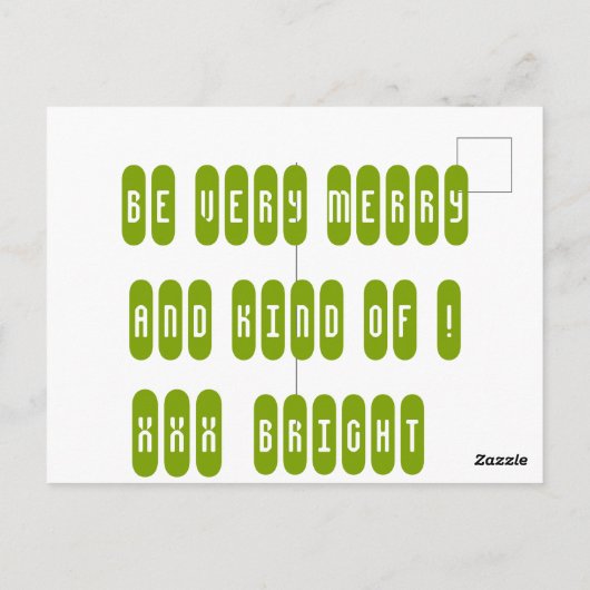 Weihnachten wieder großartig blass grüne Schneebau Postkarte (Rückseite)