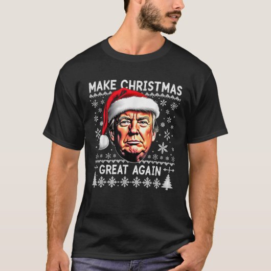 Weihnachten wieder großartig Funny Trump hässlich T-Shirt (Vorderseite)
