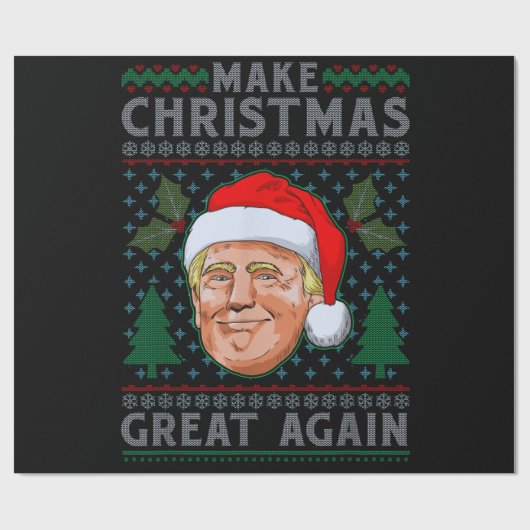 Weihnachten wieder großartig Funny Trump Ugly Xmas Geschenkpapier (Flach)