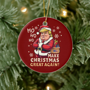 Weihnachten wieder großartig machen   Trump Santa  Keramik Ornament