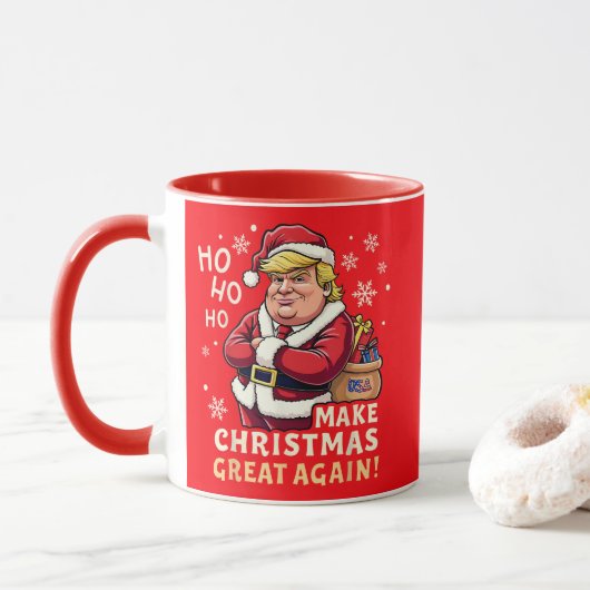 Weihnachten wieder großartig machen | Trump Santa  Tasse (Mit Donut)