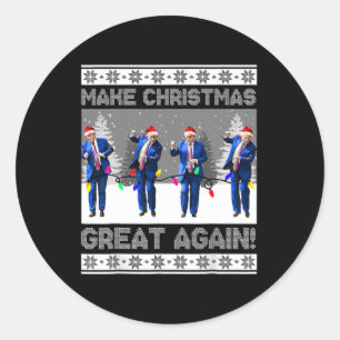 Weihnachten wieder großartig Shirt Trump Dance Xma Runder Aufkleber