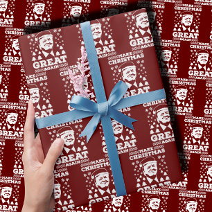 Weihnachten wieder großartig Trump Red Geschenkpapier