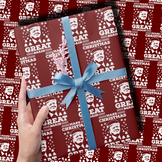Weihnachten wieder großartig Trump Red Geschenkpapier