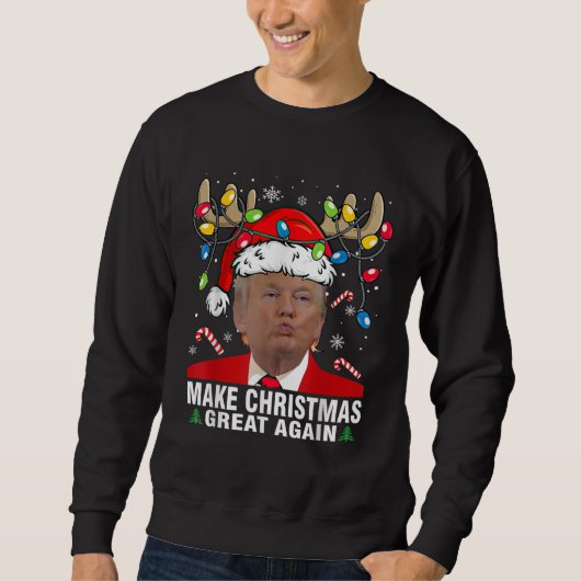 Weihnachten wieder großartig Trump Weihnachtsschne Sweatshirt (Vorderseite)