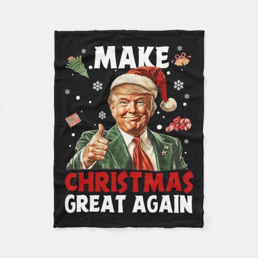 Weihnachten wieder großartig Weihnachten Trump Wei Fleecedecke (Vorderseite)