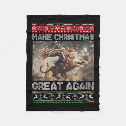 Weihnachten wieder großartig Xmas Funny Trump Paja Fleecedecke (Vorderseite)