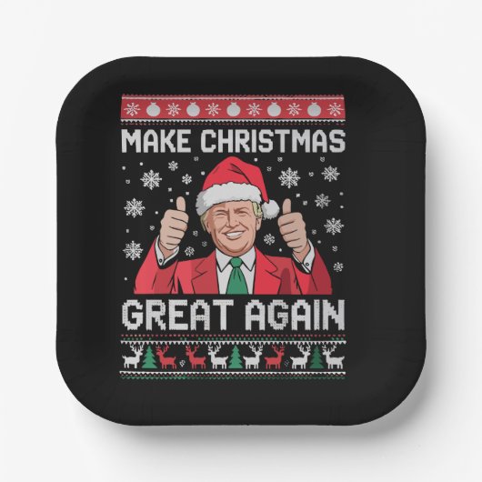 Weihnachten wieder großartig Xmas Funny Trump Paja Pappteller (Vorderseite)