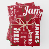 Weihnachten Wiederholungsname Red White Green Gesc Geschenkpapier Set (Beispiel)