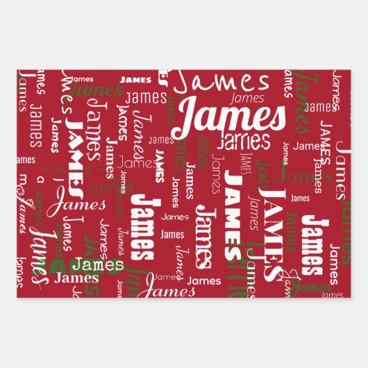 Weihnachten Wiederholungsname Red White Green Gesc Geschenkpapier Set (Vorderseite)