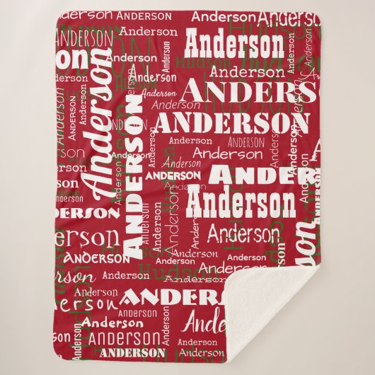 Weihnachten Wiederholungsname Red White Green Sherpadecke (Vorderseite)