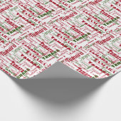 Weihnachten Wiederholungsname White Red Green Gesc Geschenkpapier (Ecke)