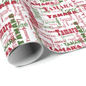 Weihnachten Wiederholungsname White Red Green Gesc Geschenkpapier (Rolleneckpunkt)