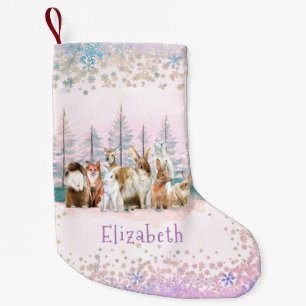 Weihnachten Wilde Tiere farbenfrohe Wasserfarbe Cu Kleiner Weihnachtsstrumpf