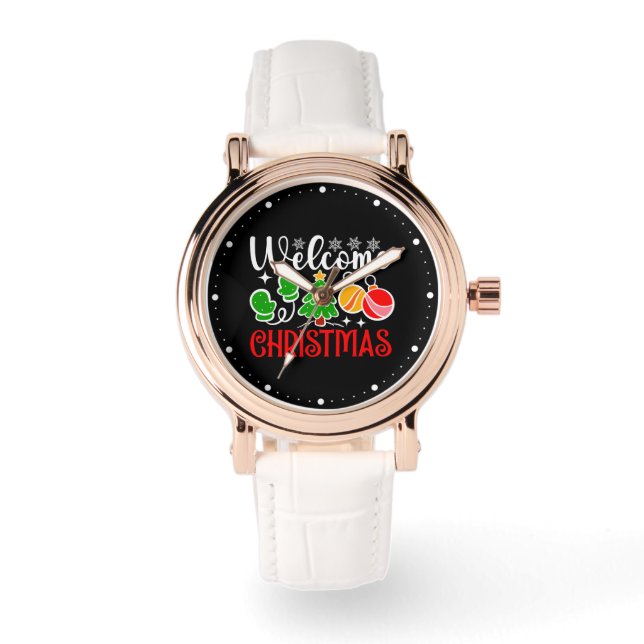 Weihnachten Willkommen Armbanduhr (Vorderseite)