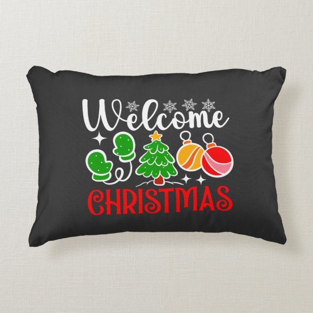 Weihnachten Willkommen Dekokissen (Vorderseite)
